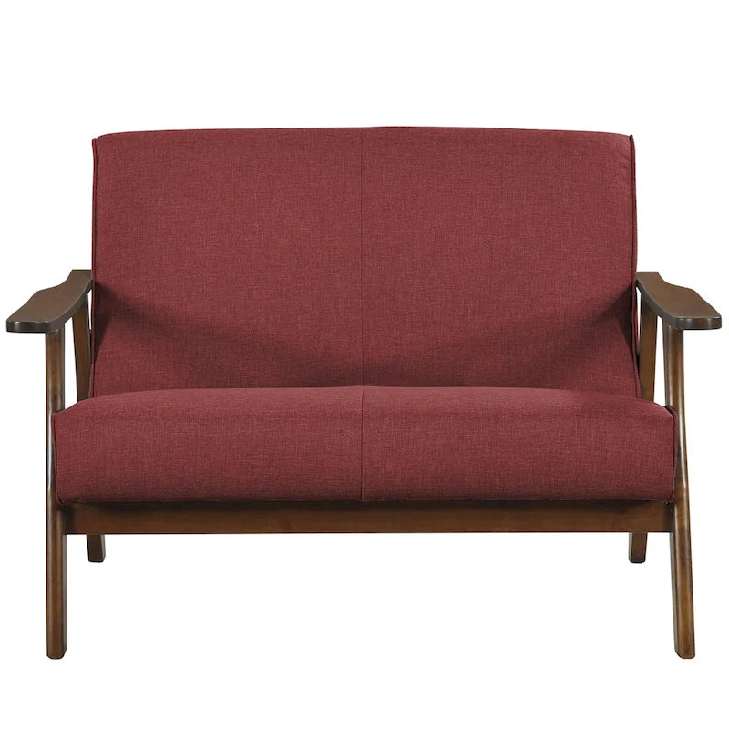 Loveseat aus Wengéholz und Leinen im Mid-Century-Modern-Stil