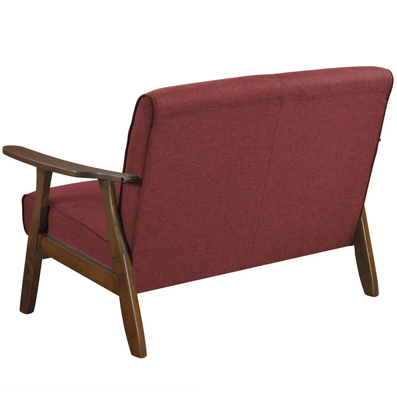 Loveseat aus Wengéholz und Leinen im Mid-Century-Modern-Stil