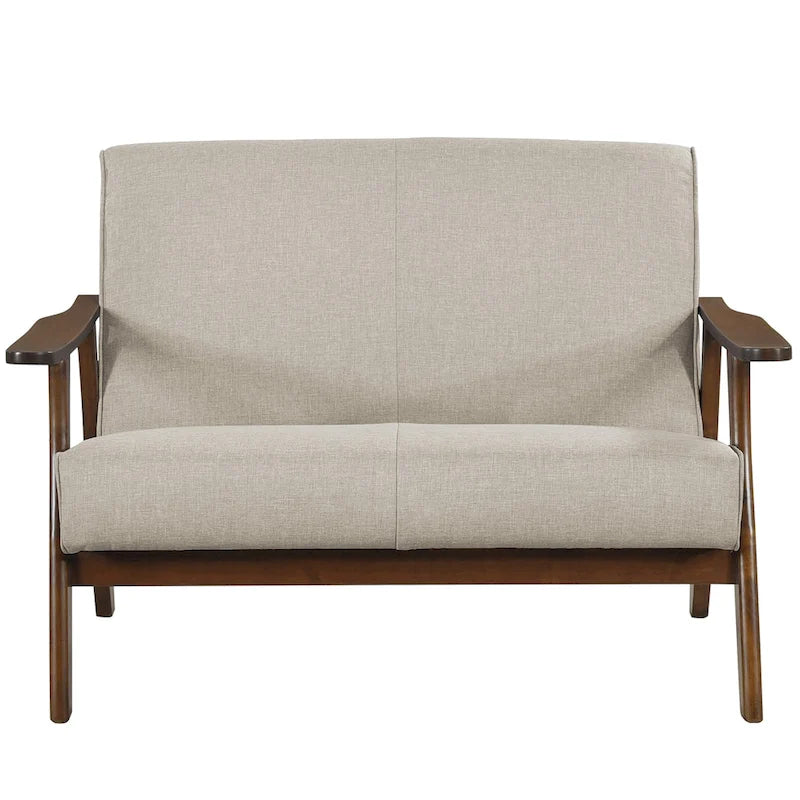 Loveseat aus Wengéholz und Leinen im Mid-Century-Modern-Stil