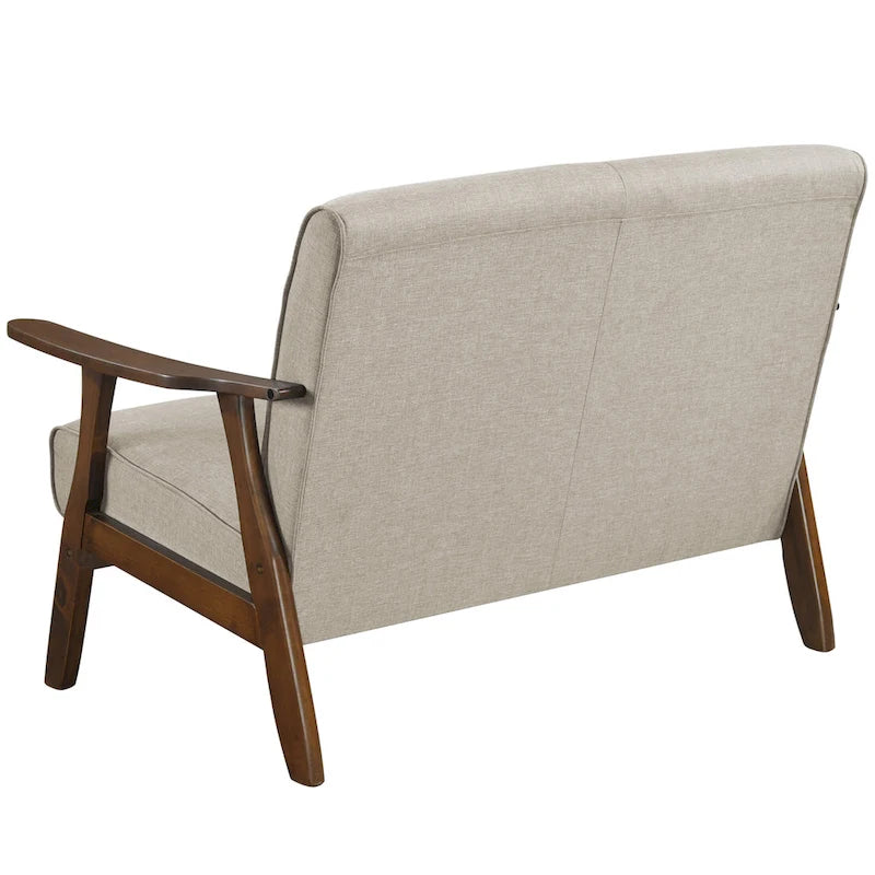 Loveseat aus Wengéholz und Leinen im Mid-Century-Modern-Stil