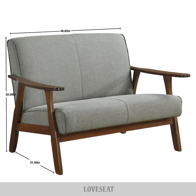 Loveseat aus Wengéholz und Leinen im Mid-Century-Modern-Stil