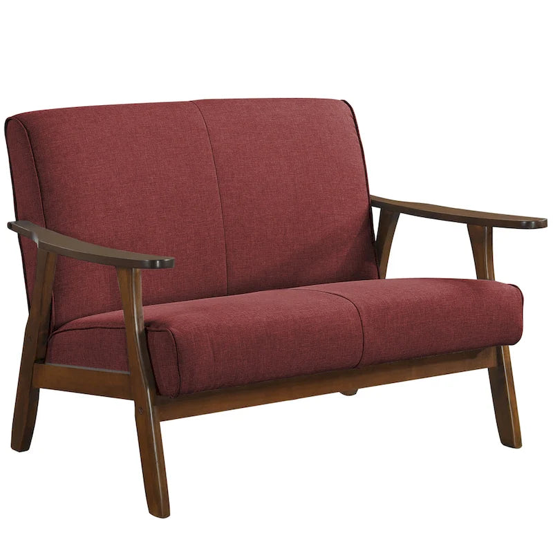 Loveseat aus Wengéholz und Leinen im Mid-Century-Modern-Stil
