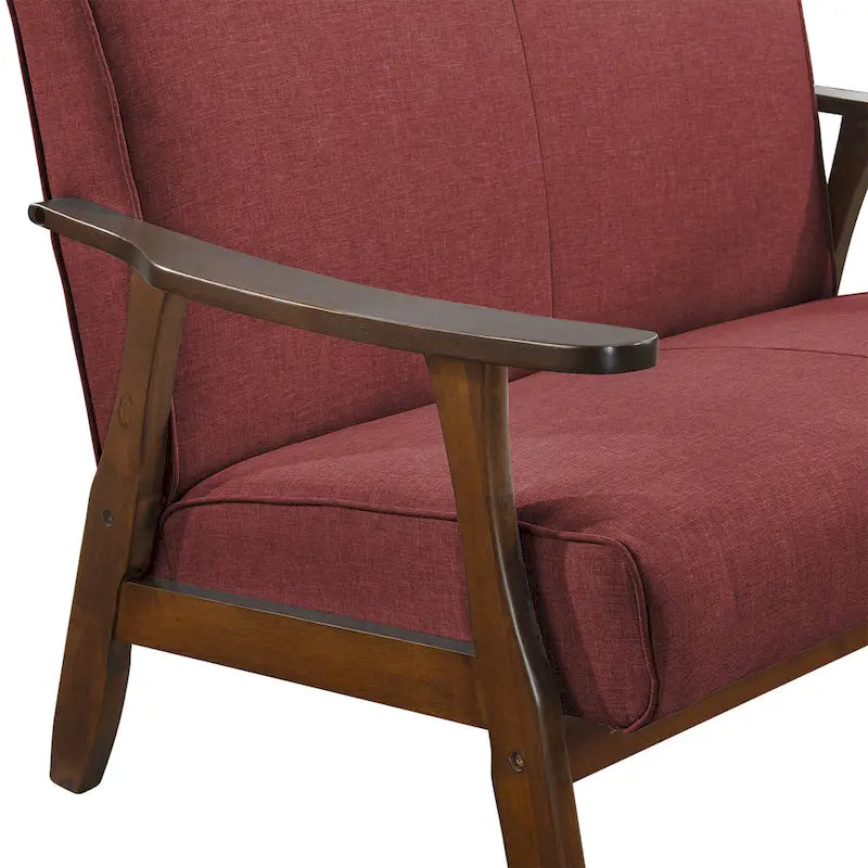 Loveseat aus Wengéholz und Leinen im Mid-Century-Modern-Stil