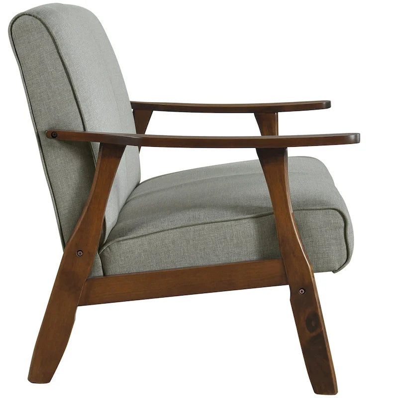 Loveseat aus Wengéholz und Leinen im Mid-Century-Modern-Stil