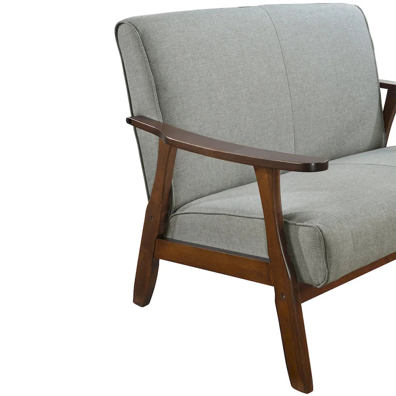 Loveseat aus Wengéholz und Leinen im Mid-Century-Modern-Stil