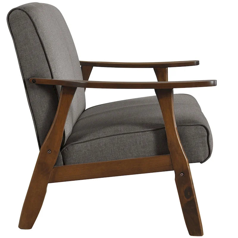 Loveseat aus Wengéholz und Leinen im Mid-Century-Modern-Stil