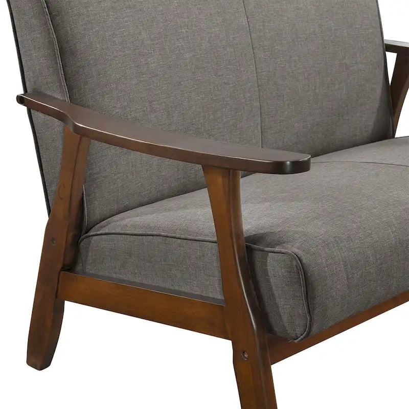 Loveseat aus Wengéholz und Leinen im Mid-Century-Modern-Stil