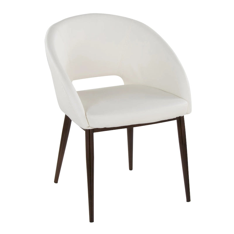 Silla de comedor tapizada con patas de metal cobrizo