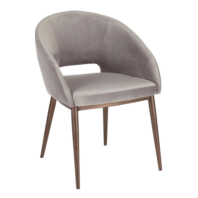 Silla de comedor tapizada con patas de metal cobrizo