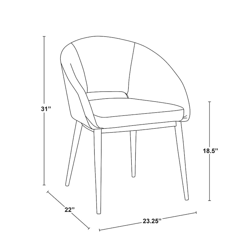 Silla de comedor tapizada con patas de metal cobrizo