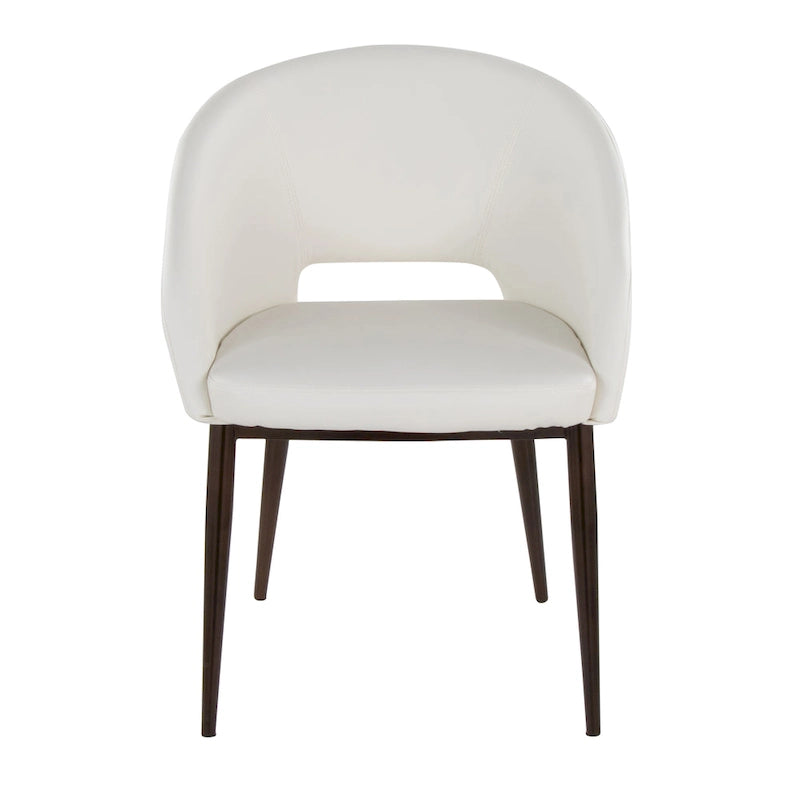 Silla de comedor tapizada con patas de metal cobrizo