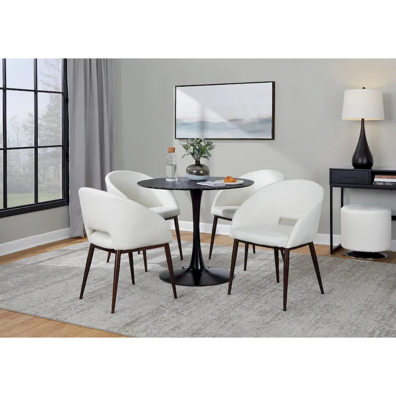 Silla de comedor tapizada con patas de metal cobrizo