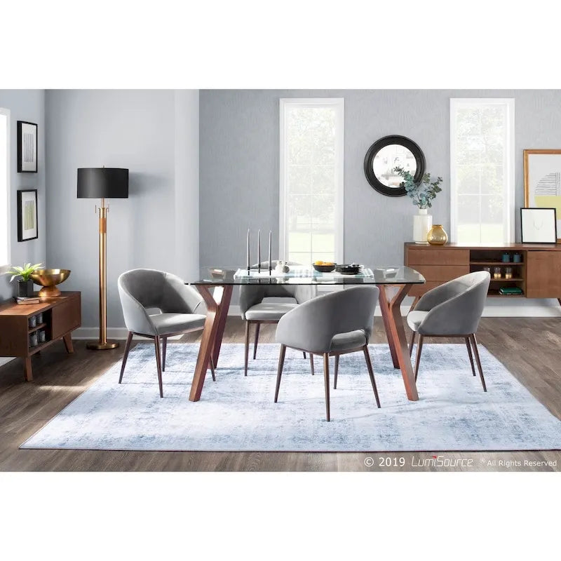Silla de comedor tapizada con patas de metal cobrizo