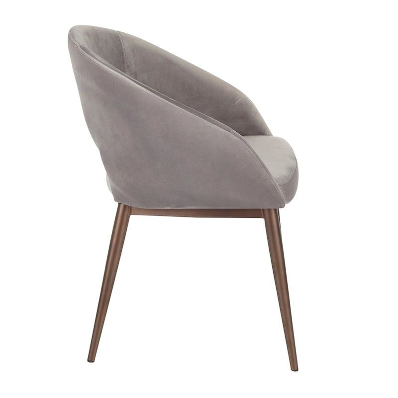 Silla de comedor tapizada con patas de metal cobrizo