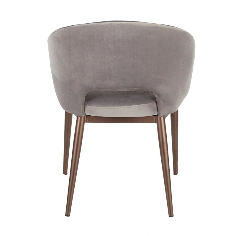 Silla de comedor tapizada con patas de metal cobrizo