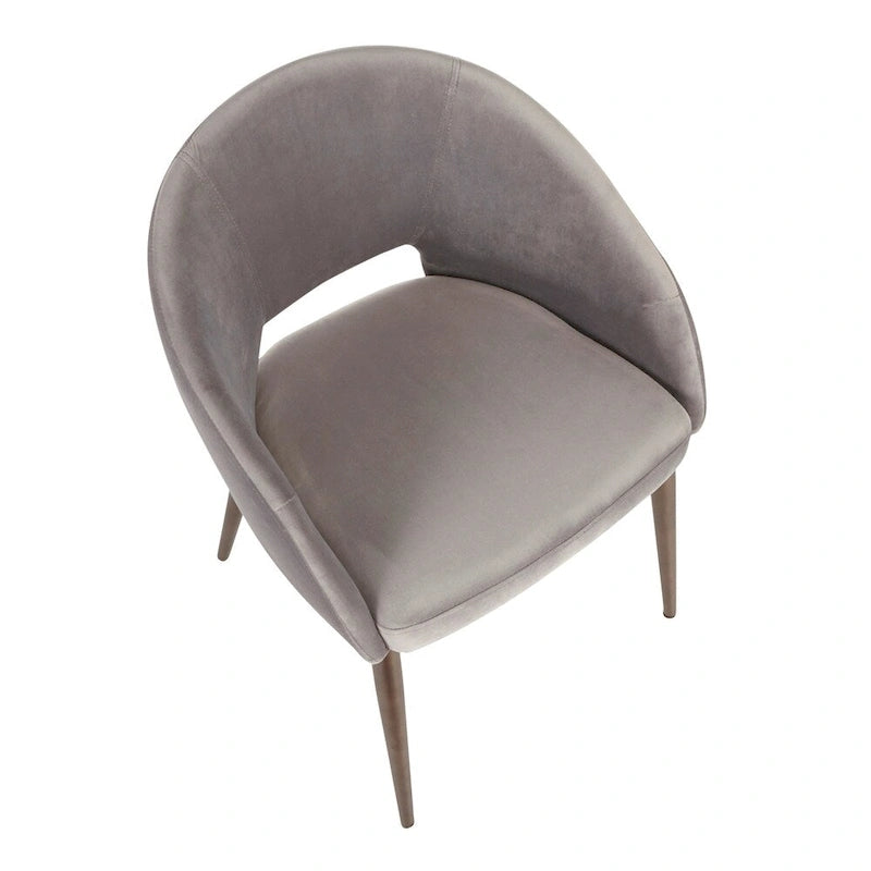 Silla de comedor tapizada con patas de metal cobrizo