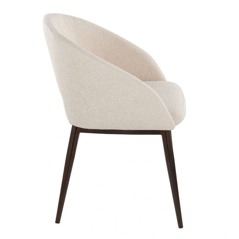 Silla de comedor tapizada con patas de metal cobrizo
