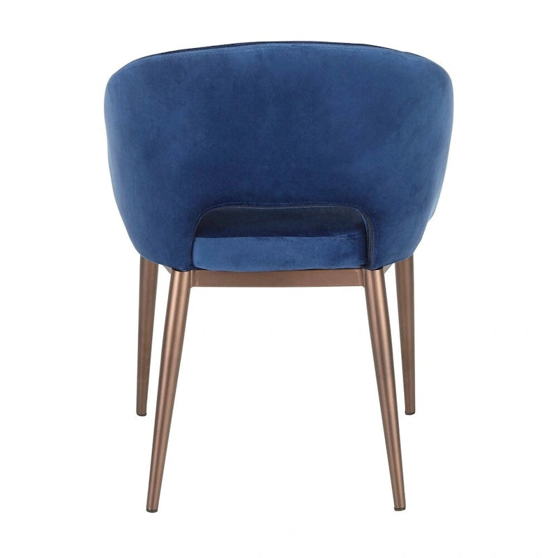 Silla de comedor tapizada con patas de metal cobrizo