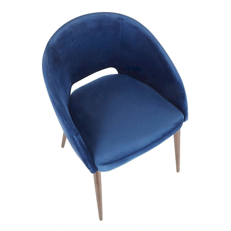 Silla de comedor tapizada con patas de metal cobrizo