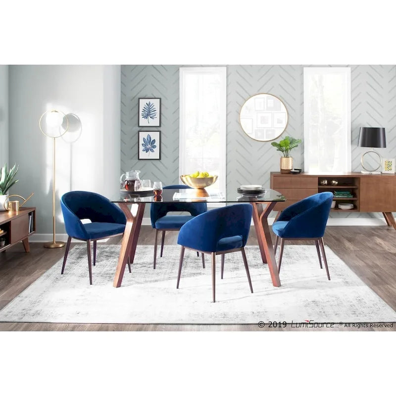Silla de comedor tapizada con patas de metal cobrizo