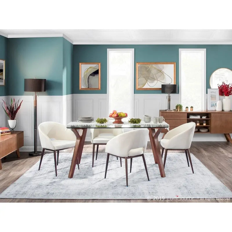Silla de comedor tapizada con patas de metal cobrizo