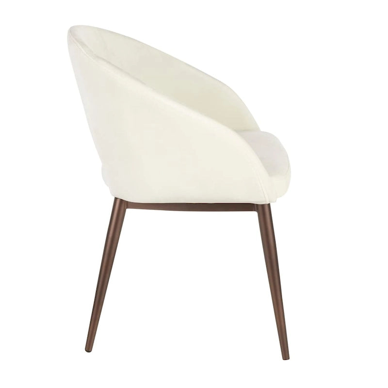 Silla de comedor tapizada con patas de metal cobrizo