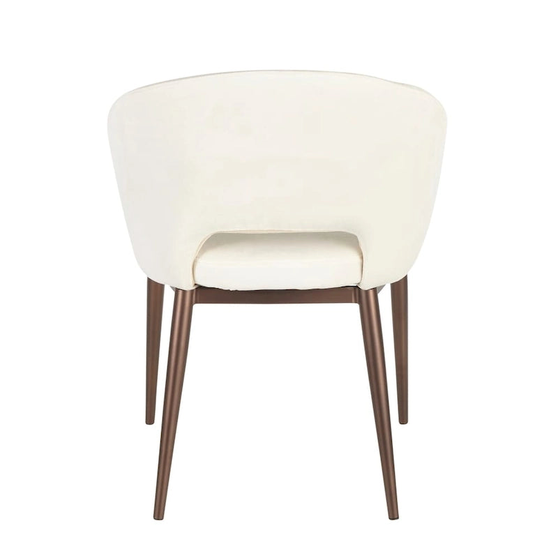 Silla de comedor tapizada con patas de metal cobrizo