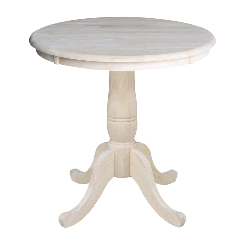 Mesa pedestal redonda de estilo desgastado de 30 pulgadas