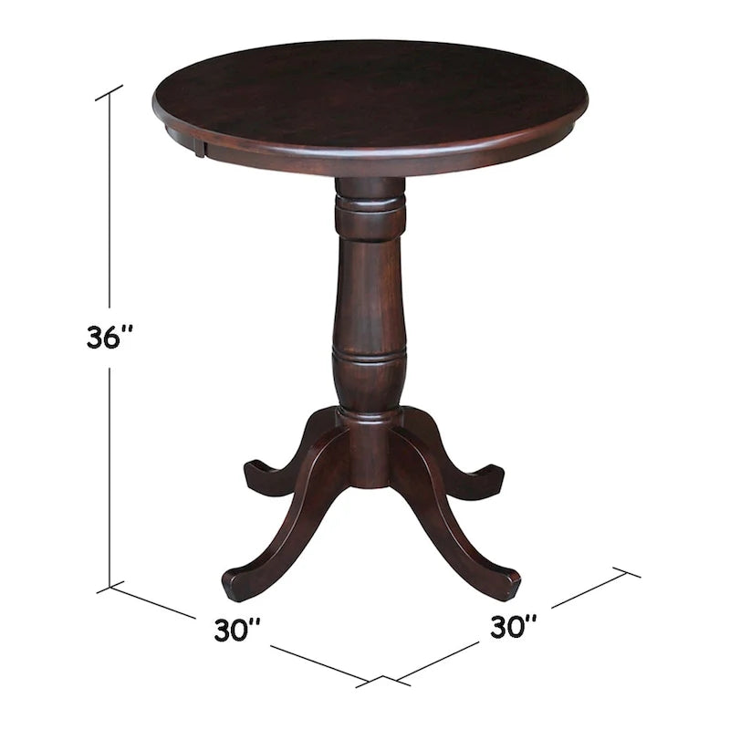 Mesa pedestal redonda de estilo desgastado de 30 pulgadas