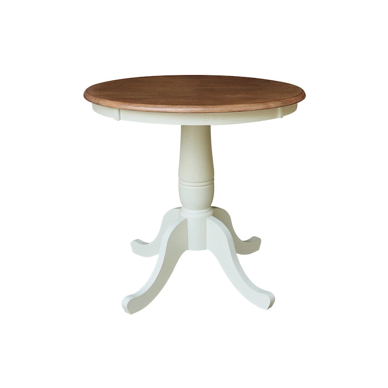 Mesa pedestal redonda de estilo desgastado de 30 pulgadas