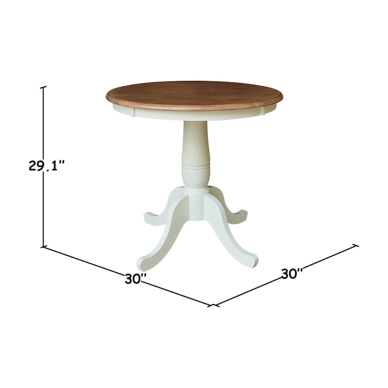 Mesa pedestal redonda de estilo desgastado de 30 pulgadas