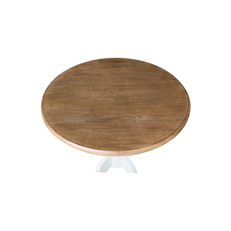 Mesa pedestal redonda de estilo desgastado de 30 pulgadas