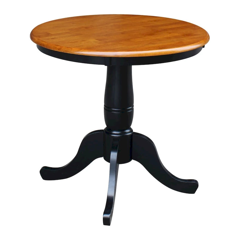 Mesa pedestal redonda de estilo desgastado de 30 pulgadas
