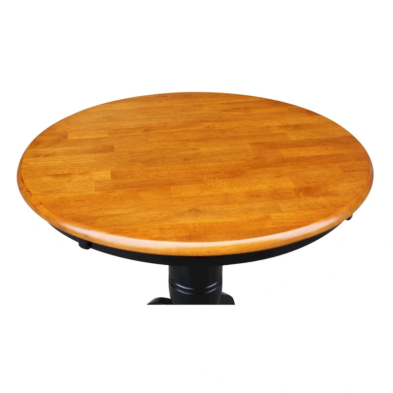 Mesa pedestal redonda de estilo desgastado de 30 pulgadas