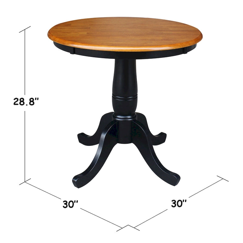 Mesa pedestal redonda de estilo desgastado de 30 pulgadas