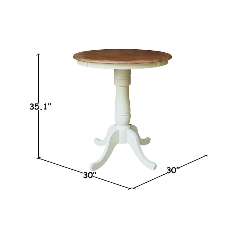 Mesa pedestal redonda de estilo desgastado de 30 pulgadas