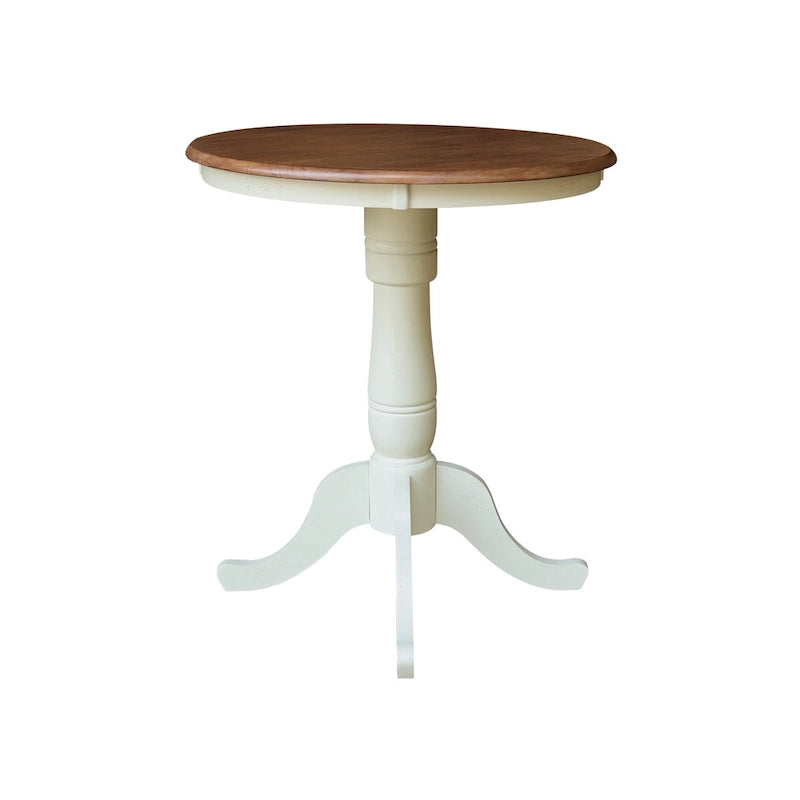 Mesa pedestal redonda de estilo desgastado de 30 pulgadas