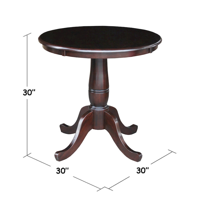 Mesa pedestal redonda de estilo desgastado de 30 pulgadas