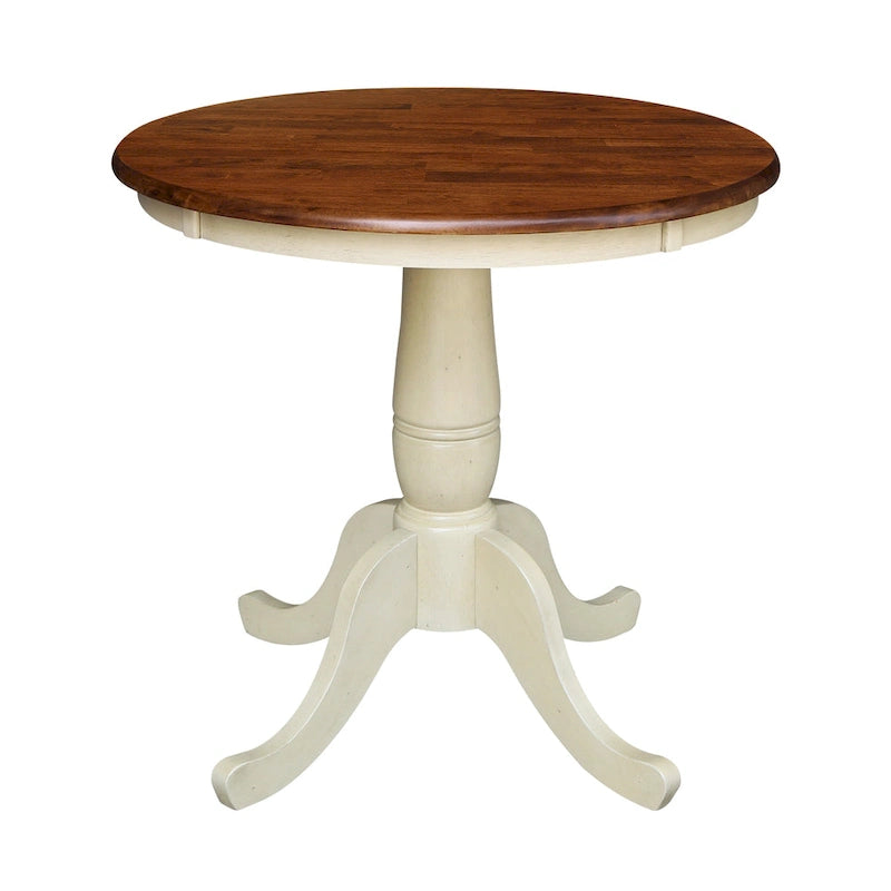 Mesa pedestal redonda de estilo desgastado de 30 pulgadas