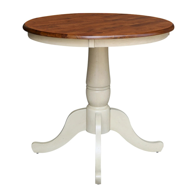 Mesa pedestal redonda de estilo desgastado de 30 pulgadas