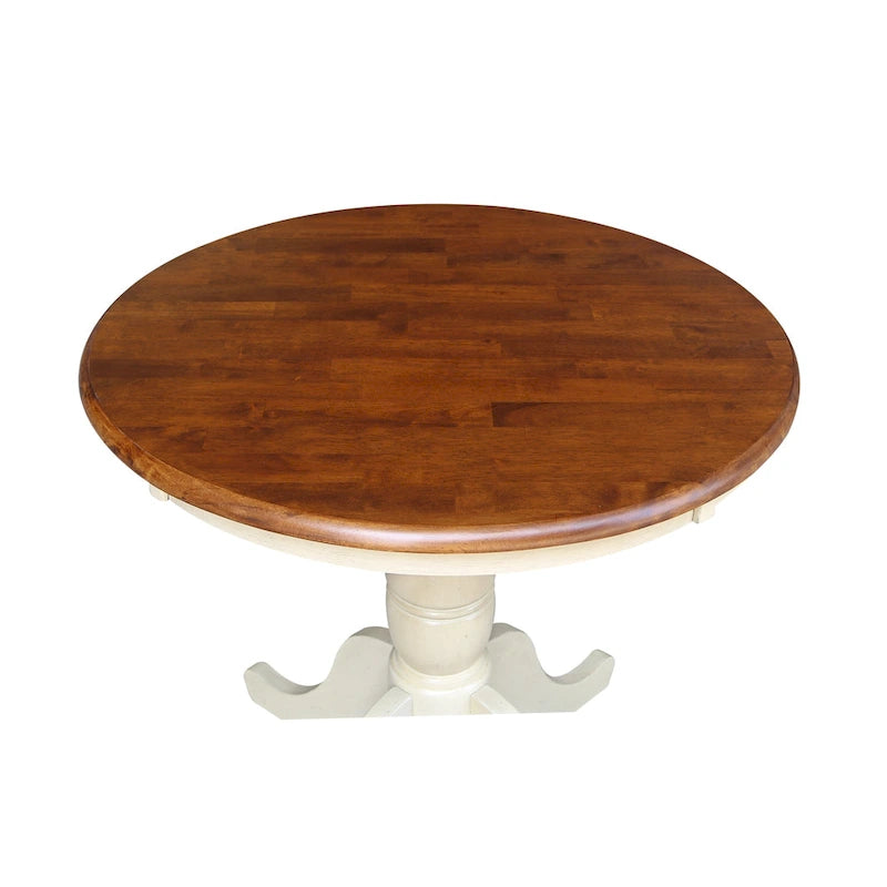 Mesa pedestal redonda de estilo desgastado de 30 pulgadas