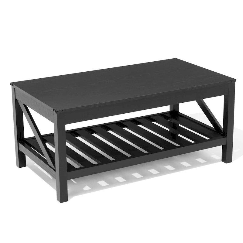 Mesa de centro para sala de estar con estante de almacenamiento, mesa central para sofá - 40.16 W x 22.05 D x 18.11 H