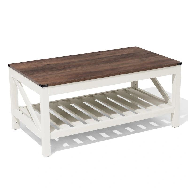 Mesa de centro para sala de estar con estante de almacenamiento, mesa central para sofá - 40.16 W x 22.05 D x 18.11 H