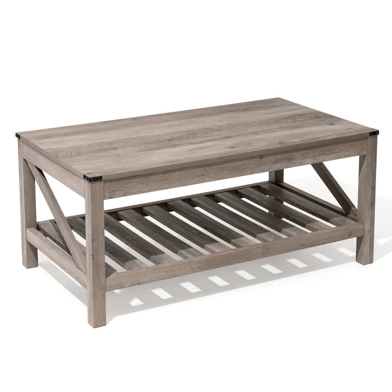 Mesa de centro para sala de estar con estante de almacenamiento, mesa central para sofá - 40.16 W x 22.05 D x 18.11 H