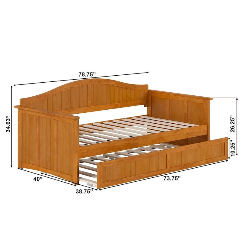 Tagesbett aus Holz mit Ausziehbett in Einzelbettgröße