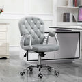 Silla de oficina con respaldo medio para tocador, respaldo capitoné, giratoria, con ruedas, reposabrazos ajustables en altura
