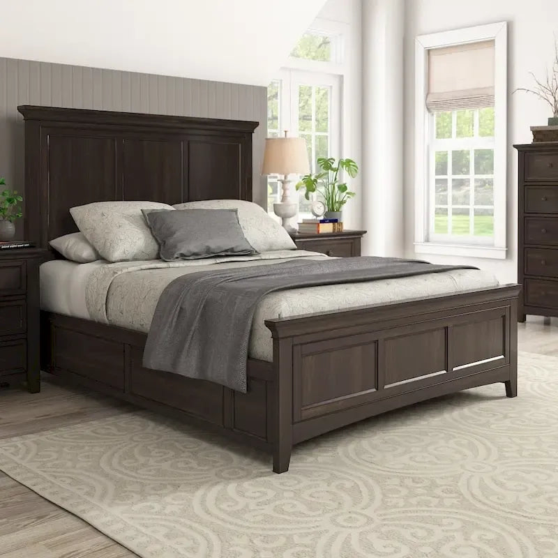 Cama con plataforma de paneles de madera de estilo nórdico
