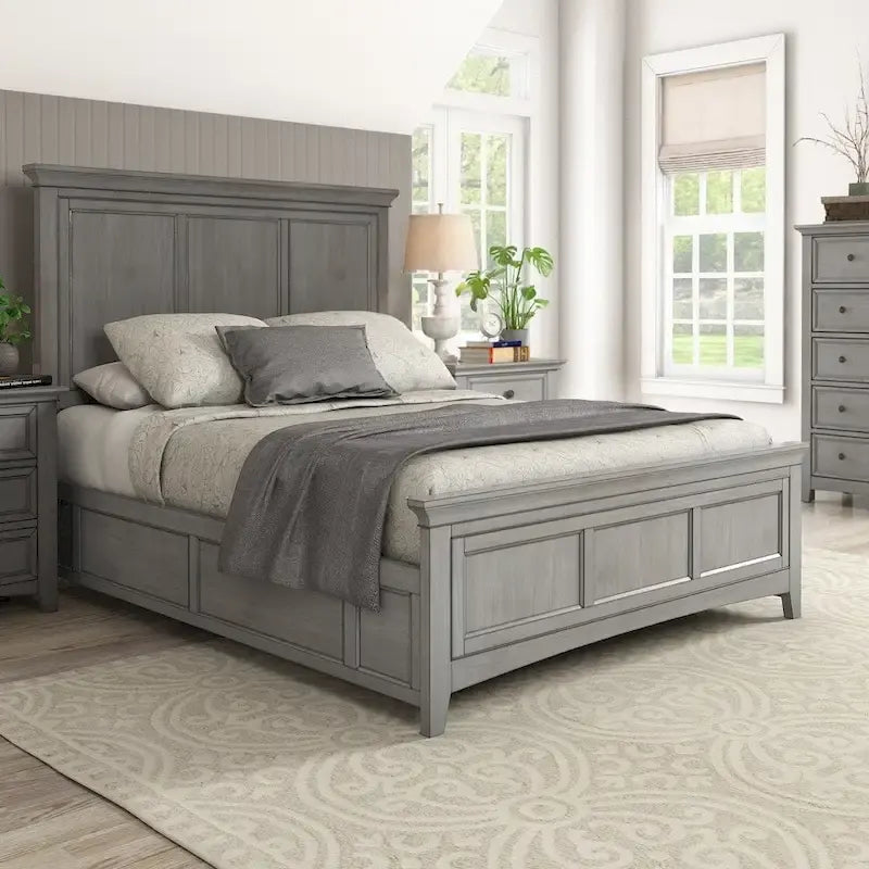 Cama con plataforma de paneles de madera de estilo nórdico