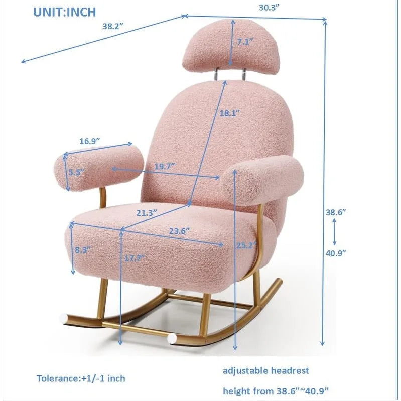 Fauteuil à bascule moderne en tissu sherpa pour chambre de bébé
