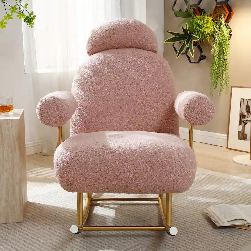 Fauteuil à bascule moderne en tissu sherpa pour chambre de bébé